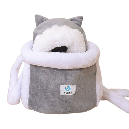 Plush Pet Carrier Backpack – Warm & Portable for Cats & Dogs