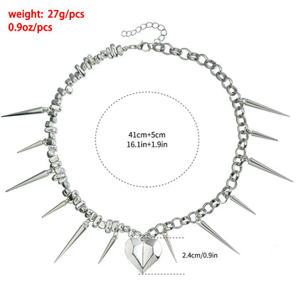 Y2K Heart Pendant Multilayer Choker Necklace – Glass & Zinc Alloy Women’s Jewelry