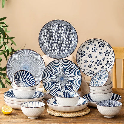 Japanese Ceramic Underglaze Rice Bowl – Colorful Tableware Dishes for Home & Restaurant