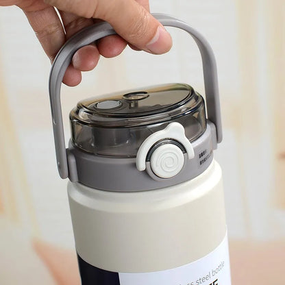 1L Stainless Steel Thermal Bottle with Straw – Vacuum Flask Hot & Cold Fitness Tumbler