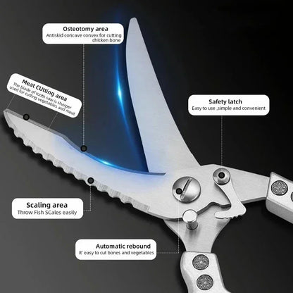 Laser Damascus Kitchen Knife Set – Cleaver, Santoku, Bread, Boning & Kitchen Scissors