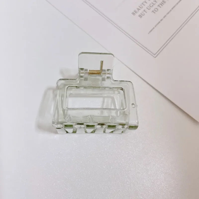 Small Square Acrylic Hair Claw Clip – Colorful Elegant Barrette for Women & Girls