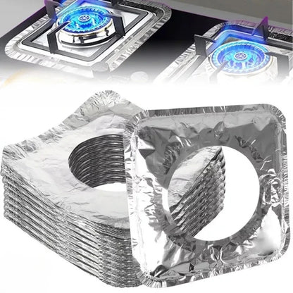 Disposable Aluminum Foil Burner Covers – Oil-Proof Gas Cooktop Stove Liners for Easy Cleaning | 20pcs