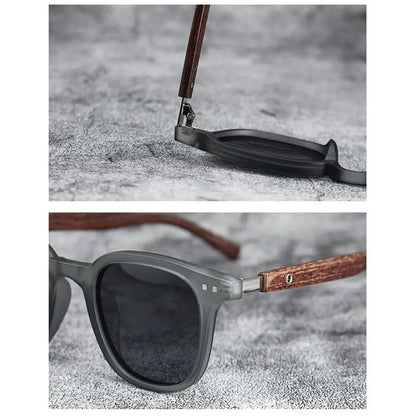 Retro Wood Grain Sunglasses – UV400 Square Frame for Men & Women