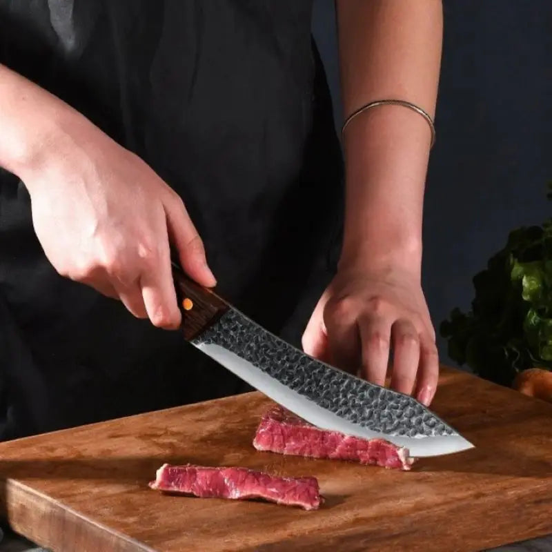 Forged Slaughter Boning Knife Stainless Steel Cleaver Knives for Meat Fruit Vegetables Wooden Handle Knife Kitchen Butcher Knife