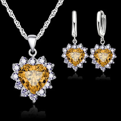 Love Heart Crystal Jewelry Set – Necklace & Earrings for Women