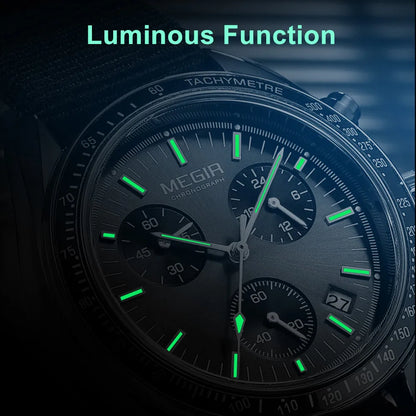MEGIR Fashion Men Quartz Wristwatches Military Sport Watches Canvas Strap Waterproof Chronograph Clock Gift for Men Montre Homme - BeeTrendyShop.COM
