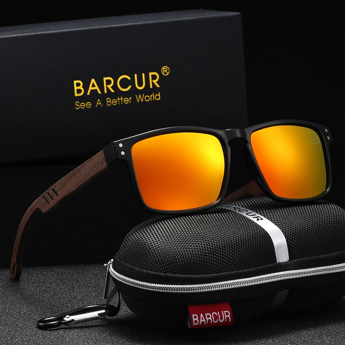 BARCUR Handmade Wood Sunglasses – Polarized UV400 Square Frame