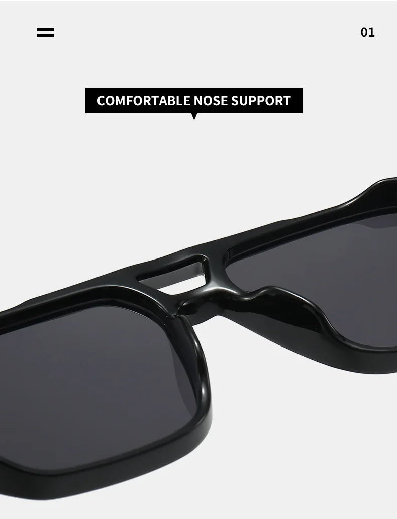 Retro Double Bridge Square Sunglasses – Luxury Rivet Design UV400 Unisex