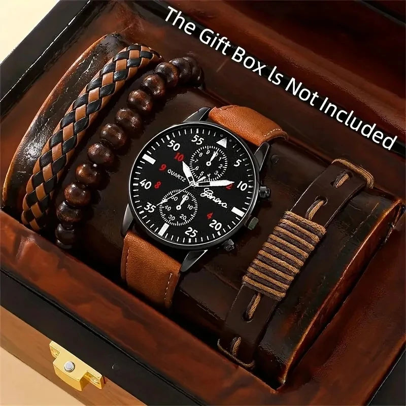 New Hip Hop Mens Fashion Watches Luxury Male Clock Wristwatch Sport MensWrist Watch Bracelet Set Relogio Masculino - BeeTrendyShop.COM