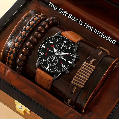 New Hip Hop Mens Fashion Watches Luxury Male Clock Wristwatch Sport MensWrist Watch Bracelet Set Relogio Masculino - BeeTrendyShop.COM