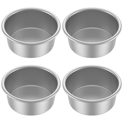 4/8-Piece Non-Stick Round Cake Tin Set – 4 Inch Stainless Steel Dishwasher Safe Baking Mold