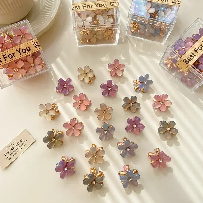 Mini Flower Hair Claw Clips – Colorful Opal Hairpins for Women & Girls (1/10Pcs)