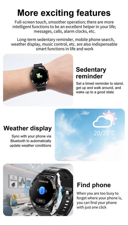 ECG+PPG Smartwatch – Laser Health Monitor, Blood Pressure, Bluetooth Call, Waterproof with Box