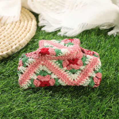 Crochet Knitting Hair Claw Clip – Handmade Boho Floral Hairpin for Women