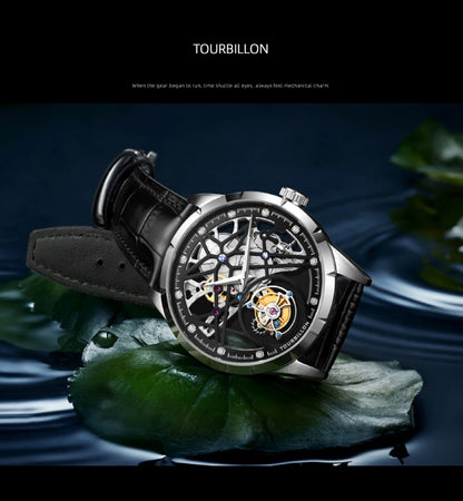 AESOP Flying Tourbillon Skeleton Mechanical Watch – Sapphire Mirror, Men's Luxury Timepiece