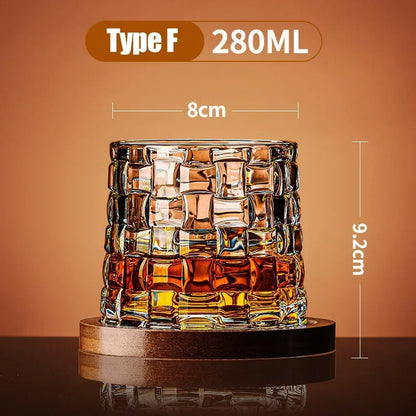 Spinning Whiskey Tumbler Glass – Rotating Crystal Brandy Cup