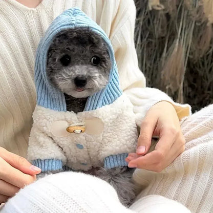Cozy Fleece Dog Coat - Bear-Design Winter Jacket for Small Breeds - BeeTrendyShop.COM