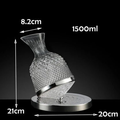 360° Rotating Wine Decanter – 1500ml Crystal Glass Aerator Jug