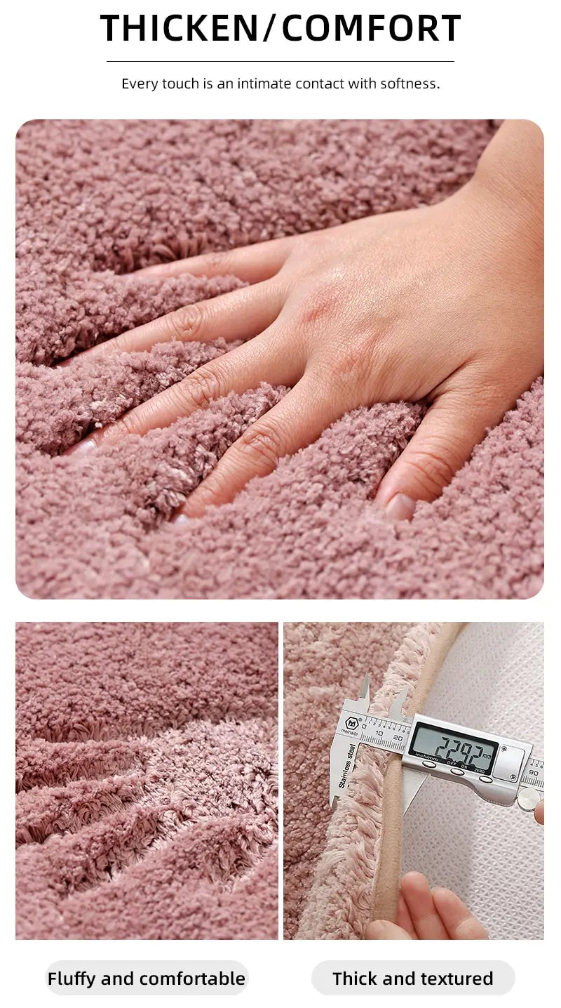 Modern Minimalist Solid Color Floor Mat, Square Long Plush, Thickened Absorbent Carpet, Bathroom Door Mat, Non Slip Mat - BeeTrendyShop.COM