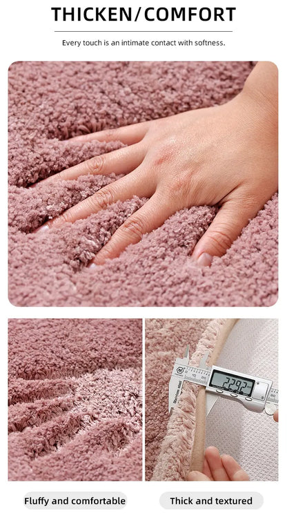 Modern Minimalist Solid Color Floor Mat, Square Long Plush, Thickened Absorbent Carpet, Bathroom Door Mat, Non Slip Mat - BeeTrendyShop.COM