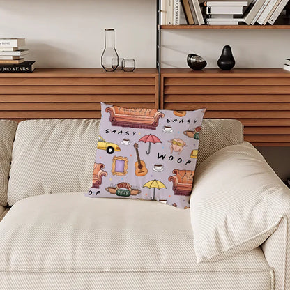Classic Friends TV Show Cushion Cover – Sofa & Bedroom Headboard Backrest Square Pillowcase