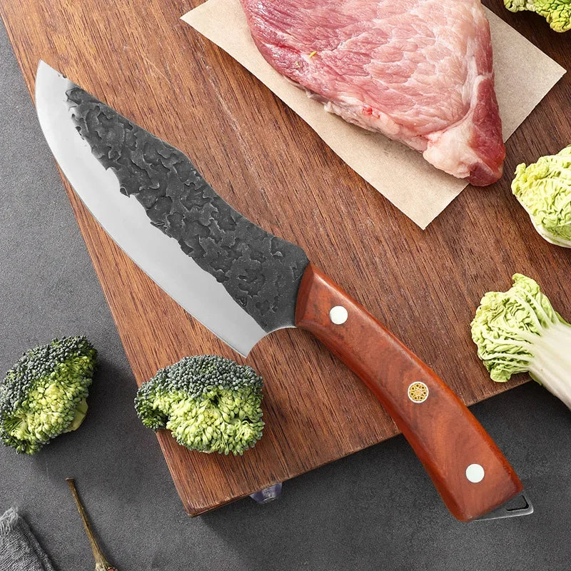 Forged Kitchen Knife Stainless Steel Meat Cleaver Boning Knife Fruit Slicing Cutting Knife Multifunctional Knife with KnifeCover