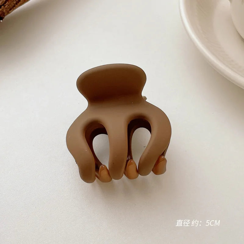 Large Acrylic Hair Claw Clip – Korean Style Coffee Color Hairpin for Women & Girls