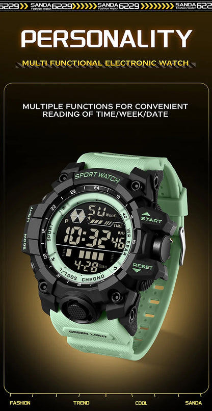 SANDA 6229 Digital Watches for Men Waterproof Luminous Outdoor Sports Watch Fashion Clock Simple Multifunction Male Wristwatch - BeeTrendyShop.COM