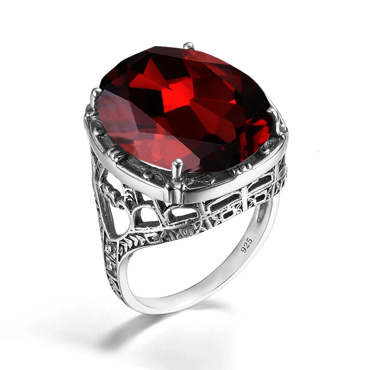 Real 925 Silver Women Amethyst Gemstone Ring Wedding Rings Handmade Processing Victorian Antique Jewelry