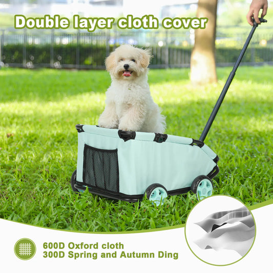 Compact Rotating Pet Stroller - 4-Wheel Foldable for Cats & Small Dogs