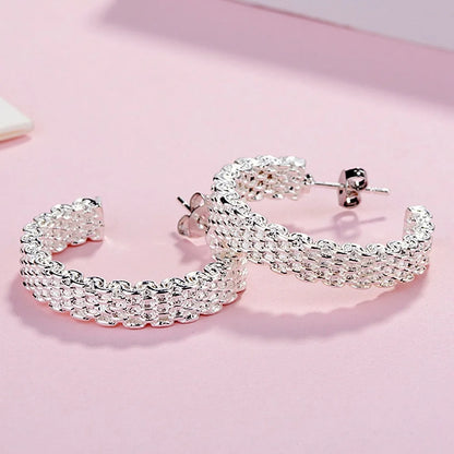 925 Sterling Silver Charm Stud Earrings – Trendy All-Match Party Jewelry for Women