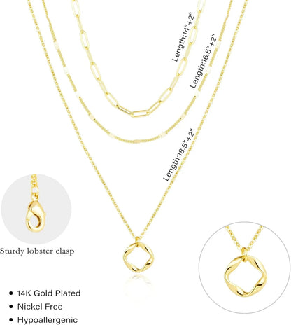 Layered Gold & Silver Necklace Set – Stackable Choker Pendant for Women