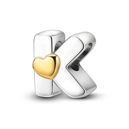 925 Sterling Silver A-Z Letter Charm Beads – Gold Alphabet DIY Birthday Jewelry