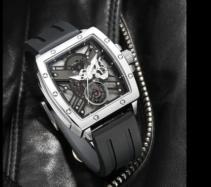 MEGIR & RUIMAS Quartz Watches for Men Military Sport Silicone Strap Wristwatch Tonneau Dial 3atm Waterproof Luminous Hands 310 - BeeTrendyShop.COM