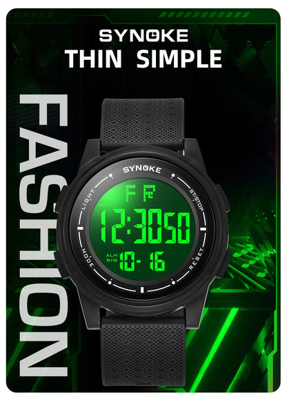 Ultra-Thin Digital Watch – Waterproof, Stopwatch, Wide-Angle Display for Men & Women