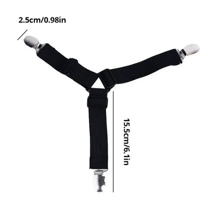 4Pcs Adjustable Bed Sheet And Quilt Holder for Bed Sheet Organizer Mattress Cover Clip For Home Elastic Straps Adjustable Clips - BeeTrendyShop.COM