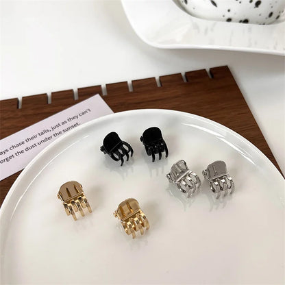 Vintage Metal Mini Hair Claw Clips – Gold, Silver & Bronze Bangs Clip for Women