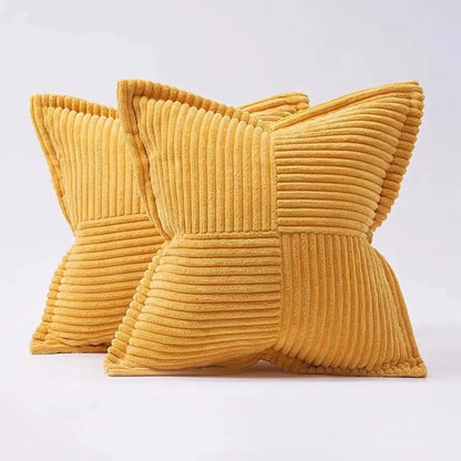 Corduroy Striped Throw Cushion Cover 45x45cm – Splicing Pillowcase for Sofa, Bed & Living Room