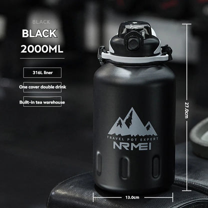 2.0L Stainless Steel Thermos Water Bottle – Vacuum Flask for Hot & Cold Gym & Travel