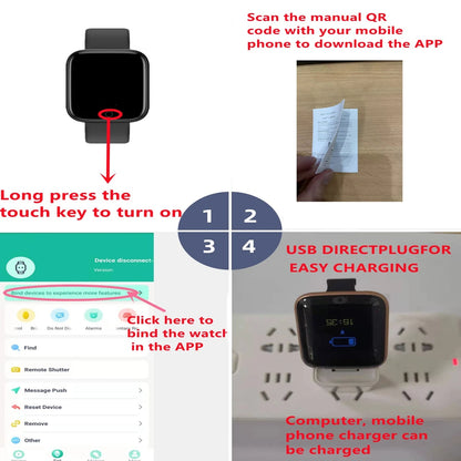 Smartwatch – Message Alerts, Fitness Monitor, Smart Bracelet, Birthday Gift for Men & Women