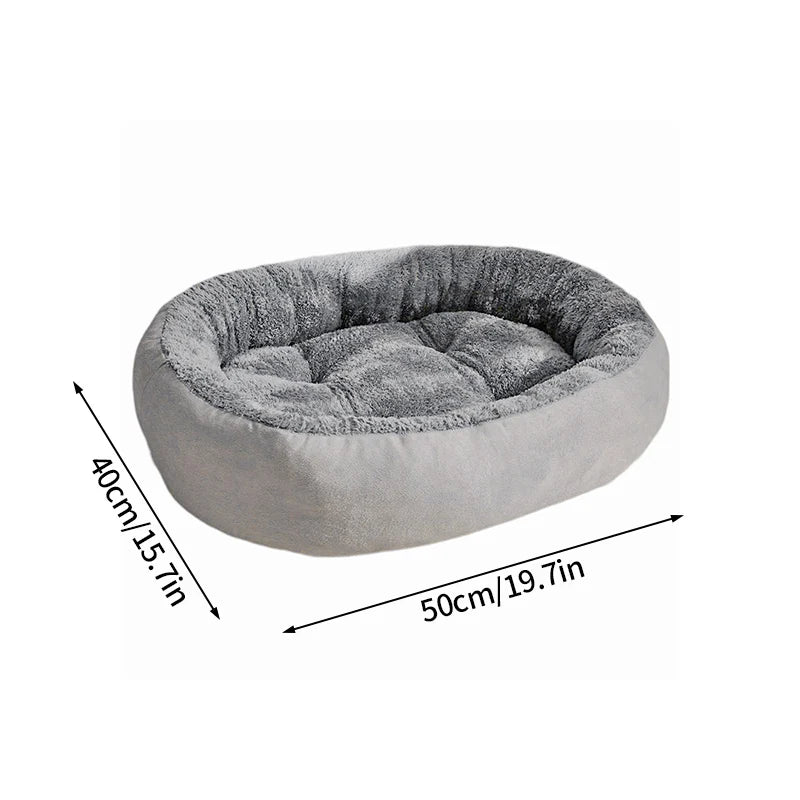 Plush Pet Bed – Soft Oval Mat for Indoor Cats & Dogs | All-Season Comfort