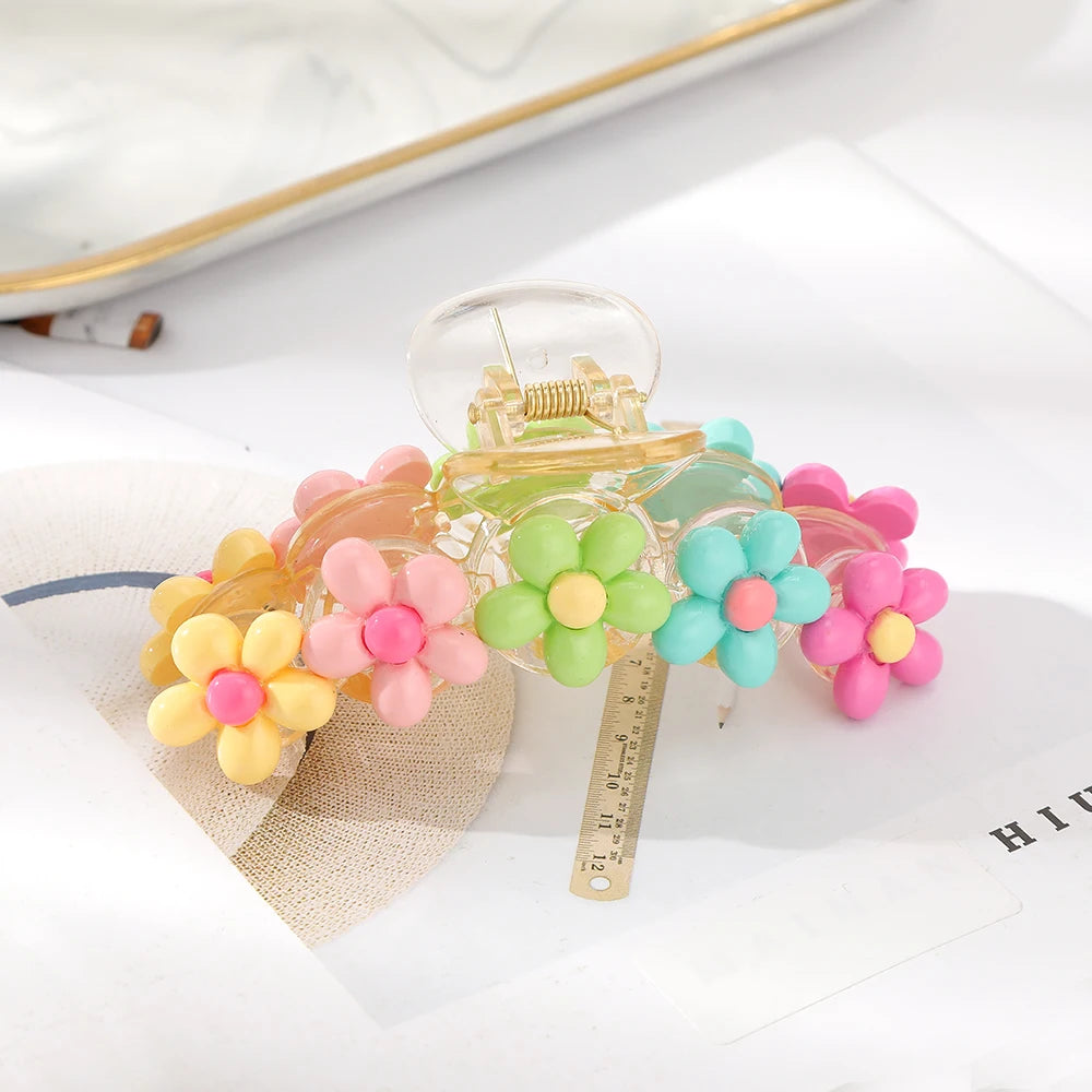 Sweet Flower Hair Claw Clip – Cute Ponytail Hairpin for Women