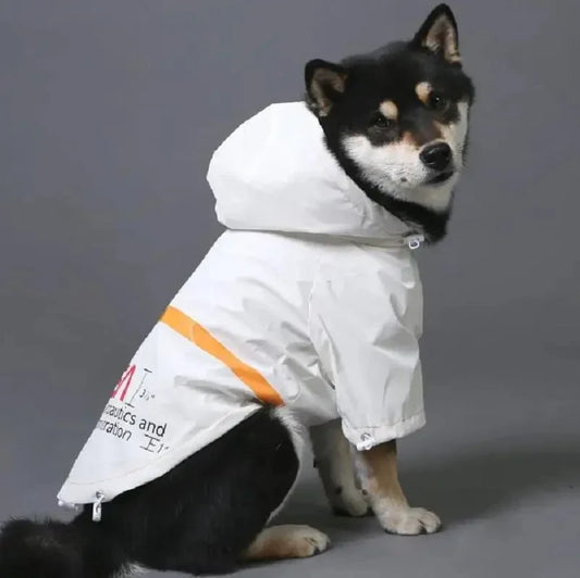 Reflective Space Suit Dog Raincoat - Waterproof Hoodie for All Sizes
