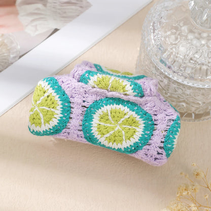 Crochet Knitting Hair Claw Clip – Handmade Boho Floral Hairpin for Women