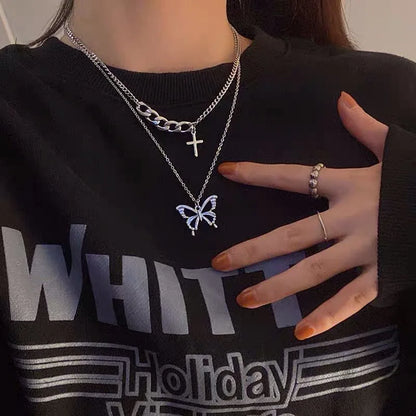 Vintage Layered Pendant Necklace – Women’s Link Chain Fashion Jewelry