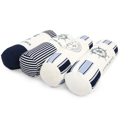 Mediterranean Sea Anchor Cylindrical Bolster Cushion 45x15cm – Cotton Linen Sofa & Bed Pillow Decoration