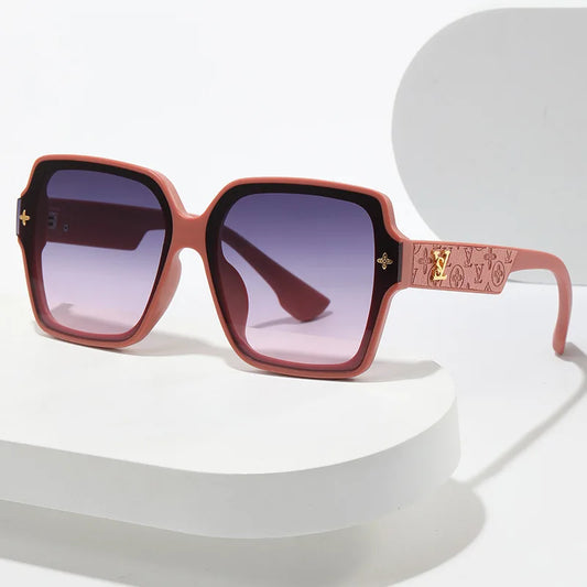 ‌Viral Sunglasses - Korean Fashion Leather Frame, Large Square Lenses with Anti-Reflective Coating, UV Protection & Lightweight