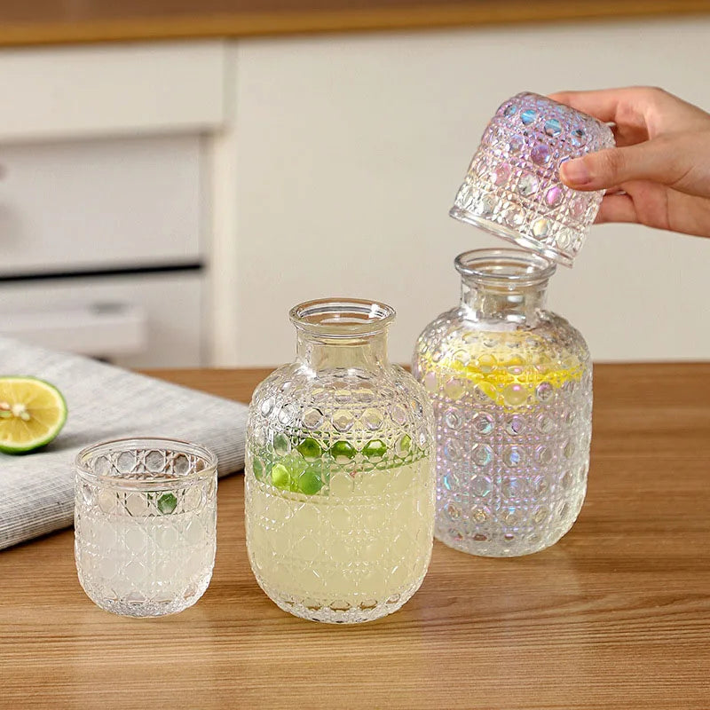 Embossed Pattern Large Capacity Drinking Glass Cup Thickened Water Cup Set Juice Coffee Drinkware Whiskey Beer Mugs Glassware