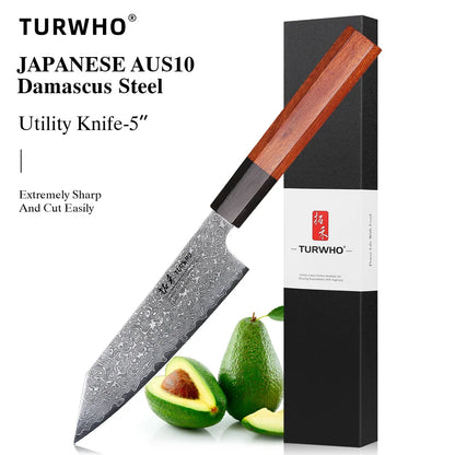 TURWHO Hand Forged Japanese Damascus Steel Chef Knife – Santoku, Sashimi & More